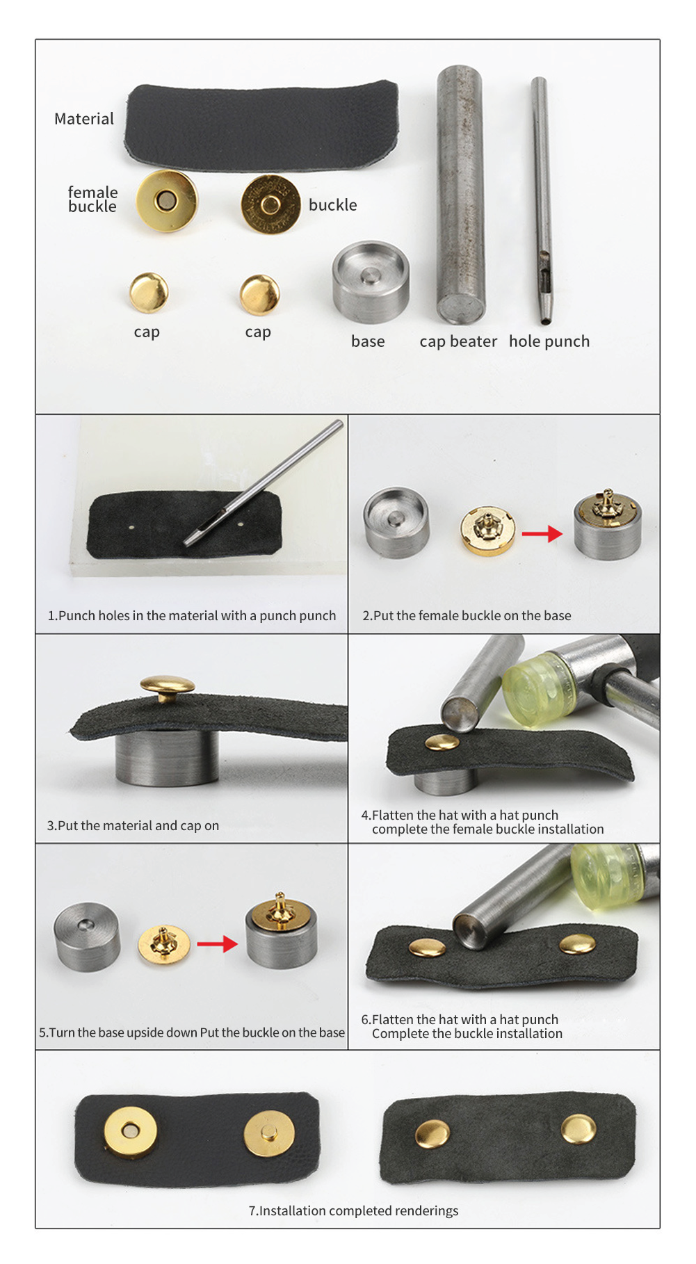 Magnet Closure - Rivet or Feet (10pc) – Hand and Sew Leather
