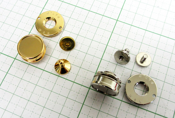 Pinch Lock Closure - Domed, Flat Knurl, Leather-Insert, Solid Brass